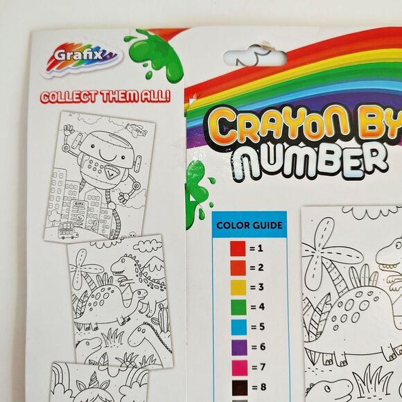 Grafix Crayon By Number 1 Printed Sheet 10 Crayons Learning Play Age 6+ Craft - Picture 3 of 11
